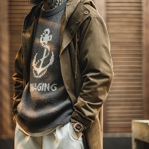 Retro M51 Hooded Windbreaker – Mid-Length Cotton Zipper Jacket